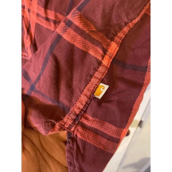 Carhartt Women's Fairview Plaid Shirt Cotton Blouse in Cranberry Red Size XL - Picture 6 of 6